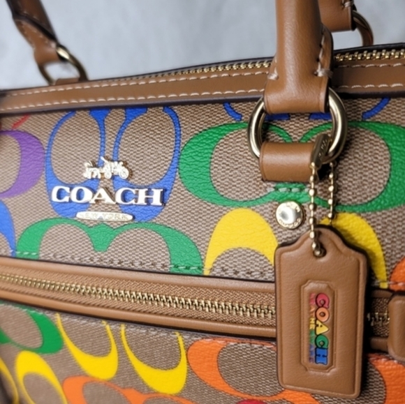 🔥 Coach NWT Rare Rainbow Bag 3in1 Satchel Crossbody Shoulder Bag - Picture 10 of 11